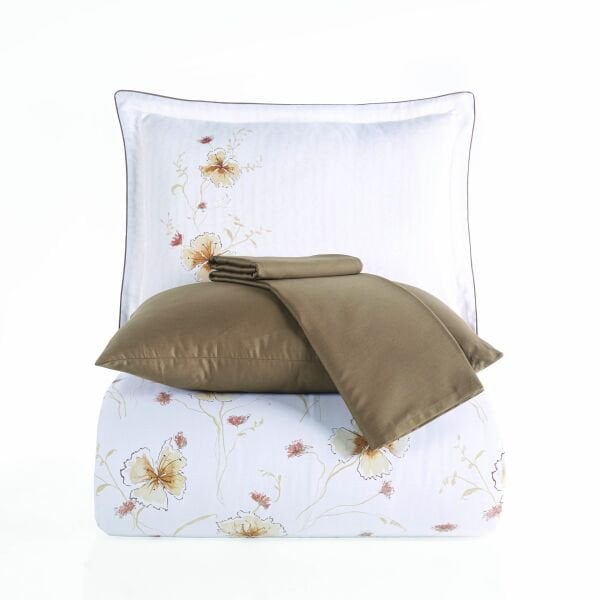 Amara Kahve - Çift Kişilik Saten Nevresim Takımı