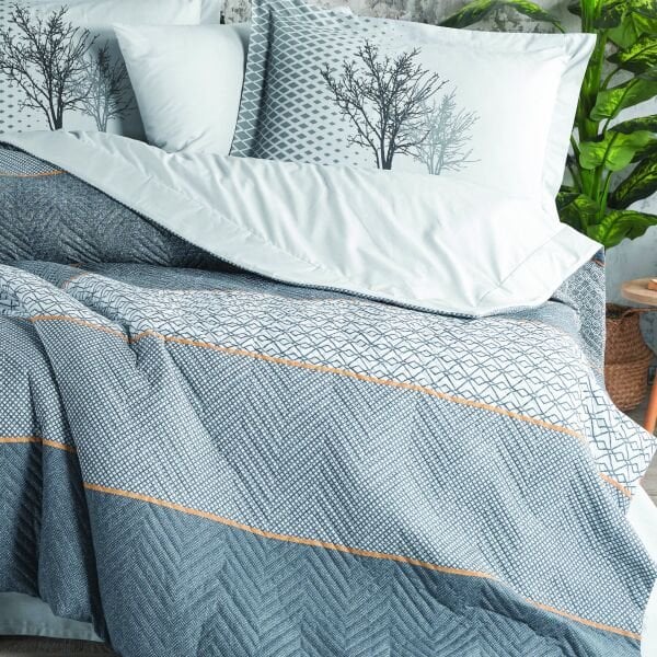 Tanya Indigo - Çift Kişilik Poplin Kapitone Nevresim Takımı