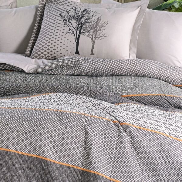 Tanya Kahve - Çift Kişilik Poplin Kapitone Nevresim Takımı