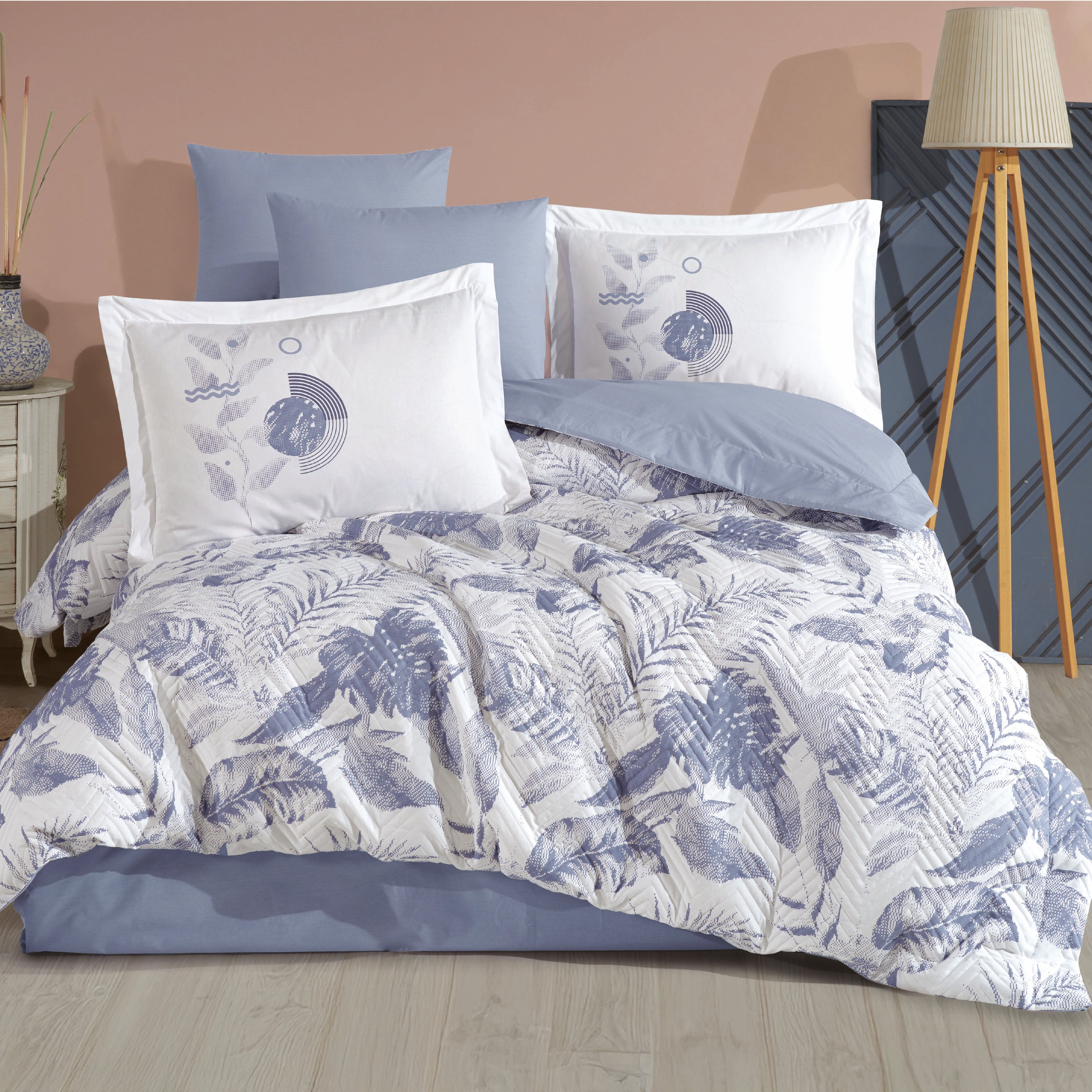 Tiffany Denim - Çift Kişilik Poplin Kapitone Nevresim Takımı