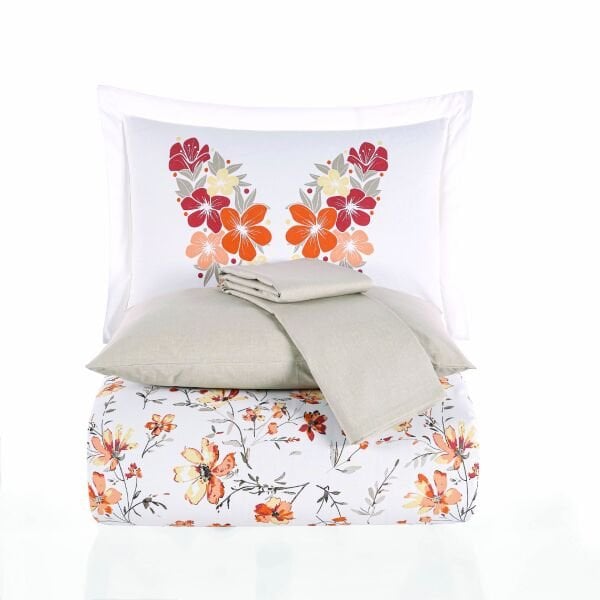 Belis Oranj - Poplin Çift Kişilik Nevresim Takımı