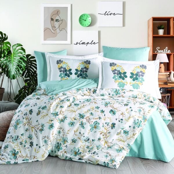 Belis Turkuaz - Poplin Çift Kişilik Nevresim Takımı