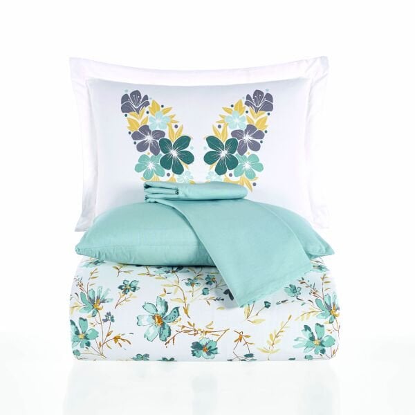 Belis Turkuaz - Poplin Çift Kişilik Nevresim Takımı