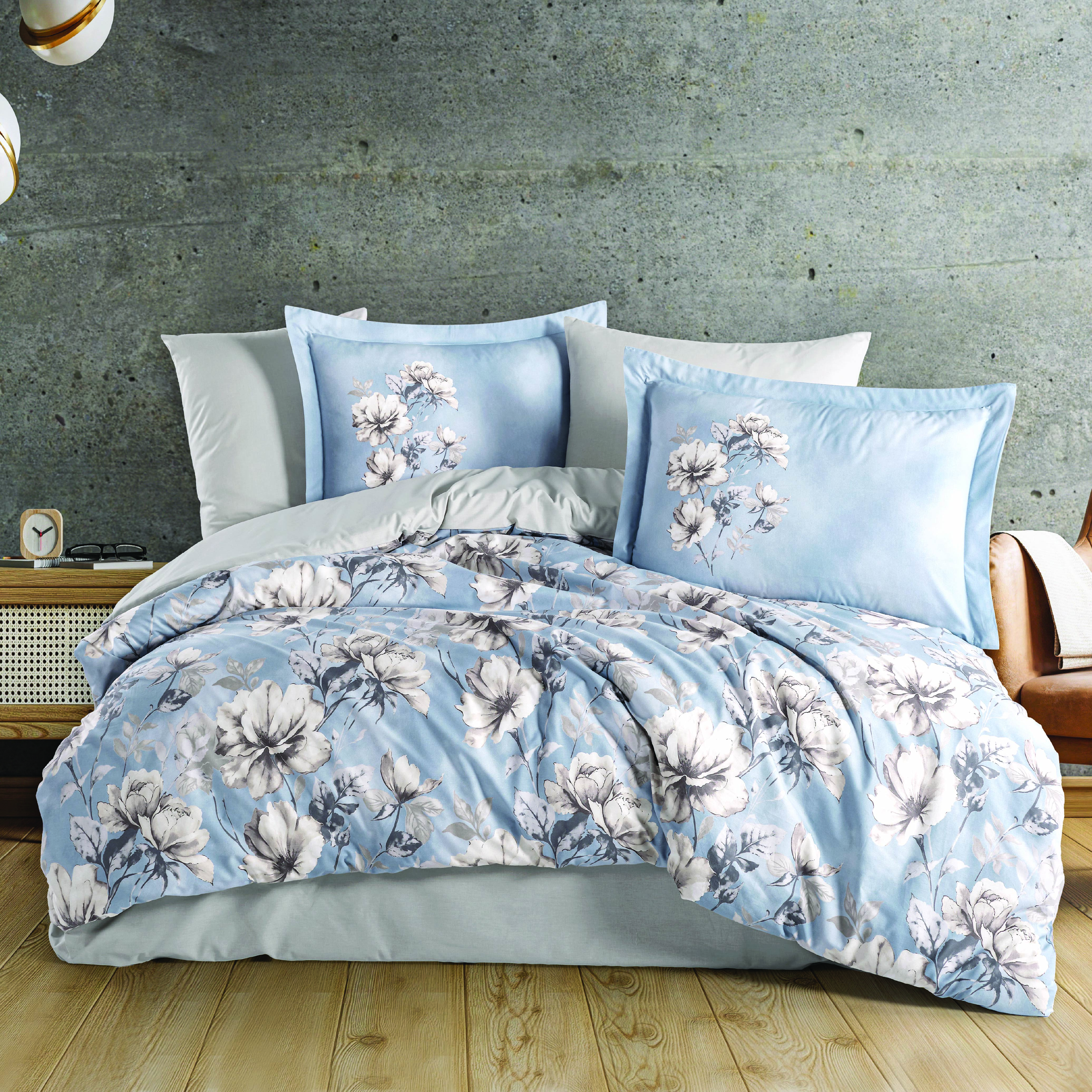 Larmina Sky Blue - Poplin Çift Kişilik Nevresim Takımı