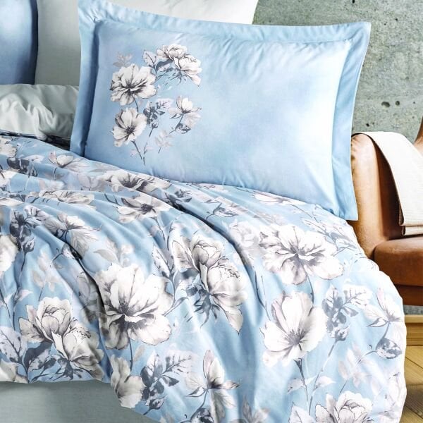 Larmina Sky Blue - Poplin Çift Kişilik Nevresim Takımı