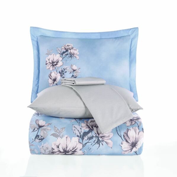 Larmina Sky Blue - Poplin Çift Kişilik Nevresim Takımı