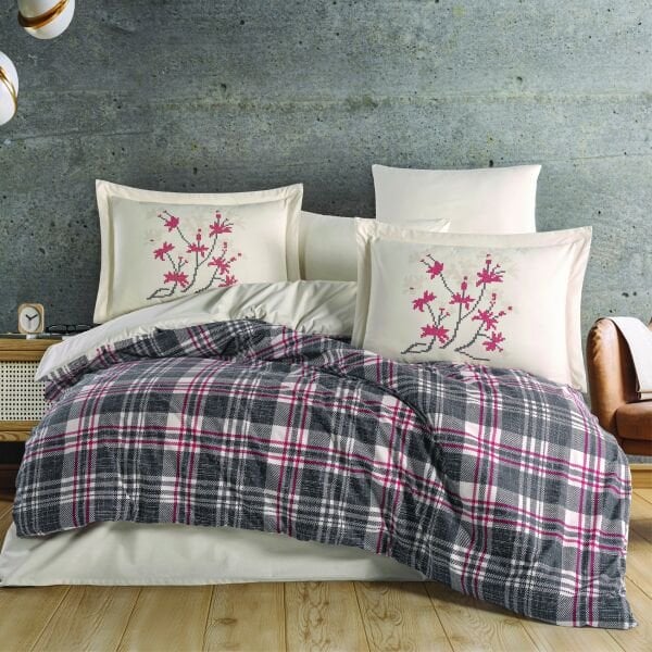 Margeret Siyah - Poplin Çift Kişilik Nevresim Takımı