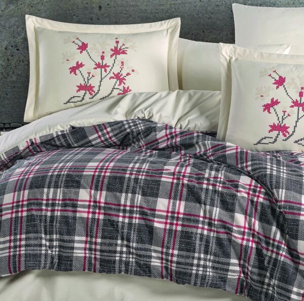 Margeret Siyah - Poplin Çift Kişilik Nevresim Takımı