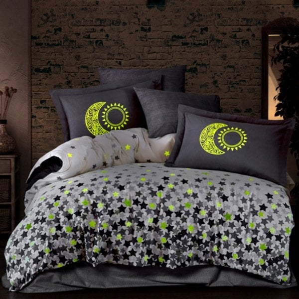 Star's Grey (Phosphorus) - Poplin Single Duvet Cover Set