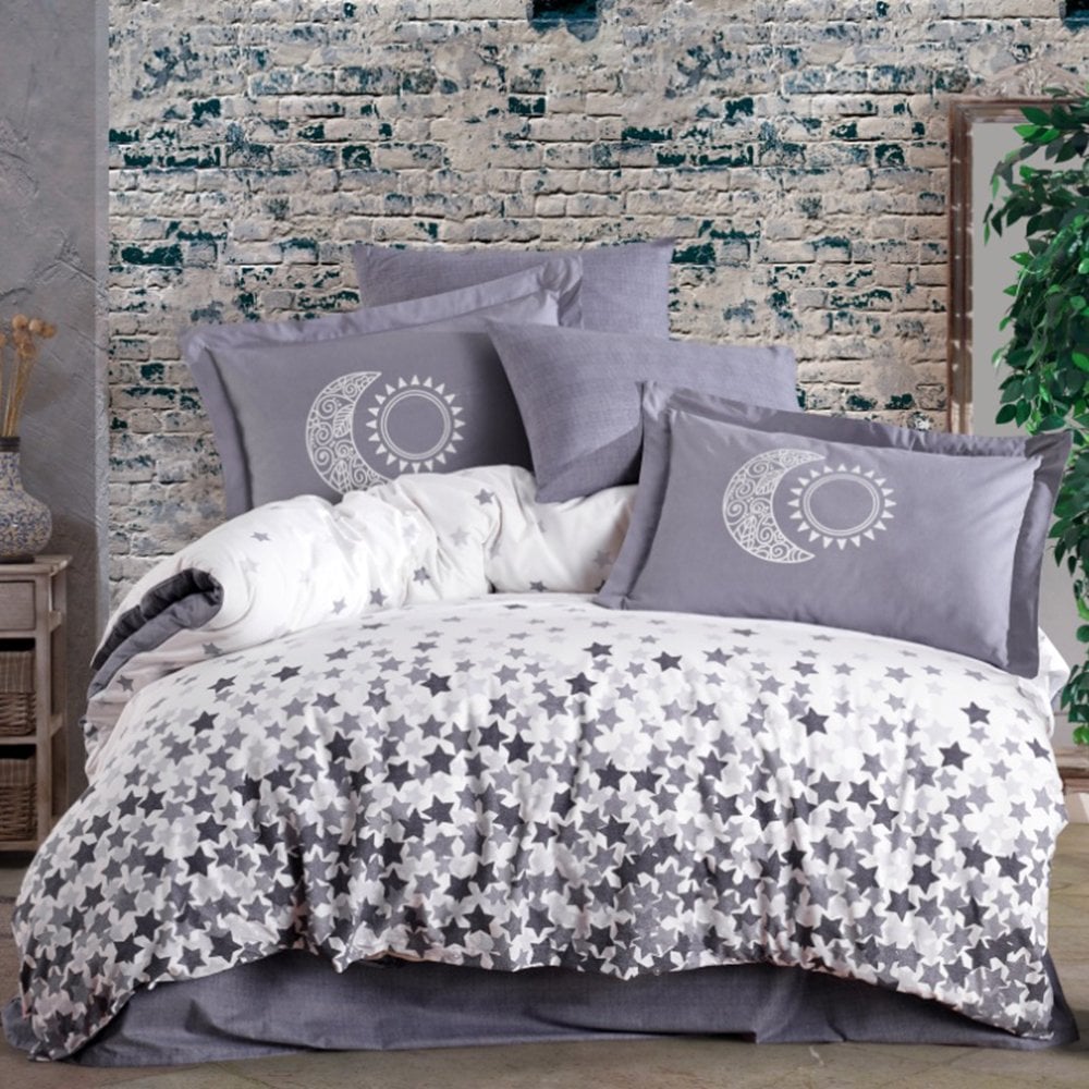 Star's Grey (Phosphorus) - Poplin Single Duvet Cover Set