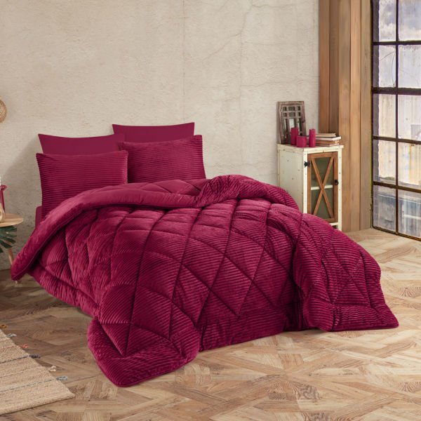 Premium Soft Çift Kişilik Yorgan Seti  Bordo