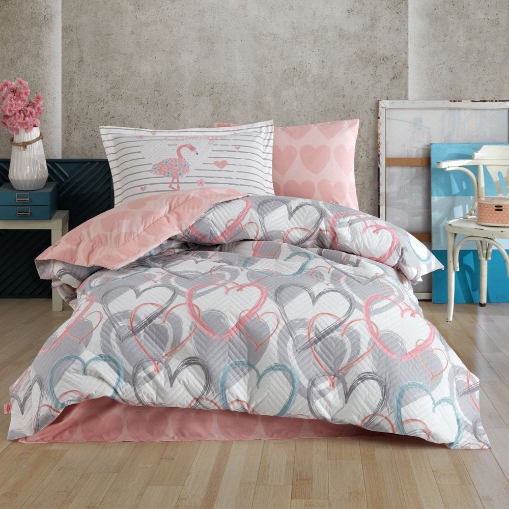 Diana Gray Single Quilted Duvet Cover Set