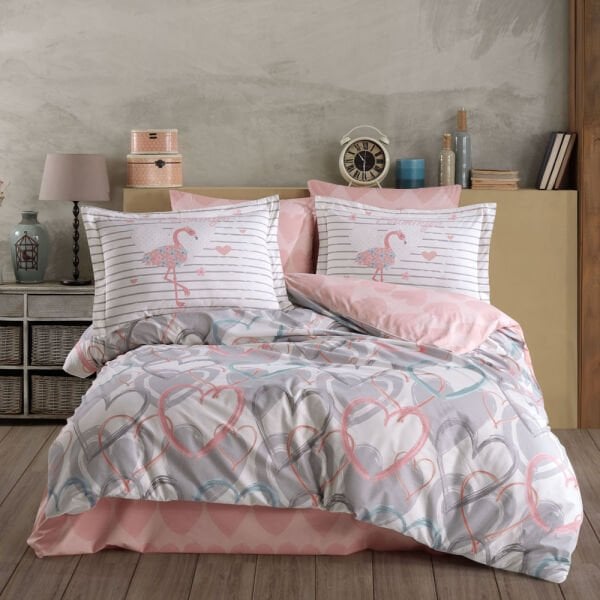 Diana Grey - Poplin Double Duvet Cover Set