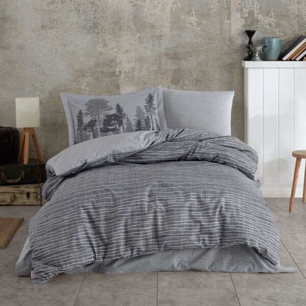 Tully Grey - Poplin Studio Single Duvet Cover Set
