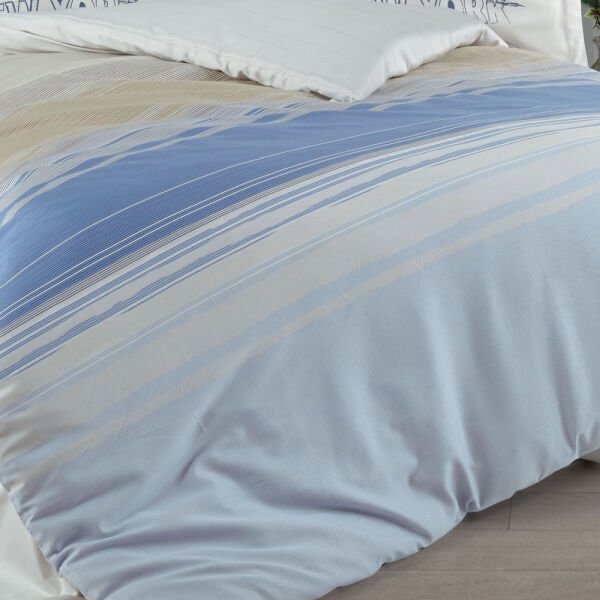 Aden Blue - Double Satin Duvet Cover Set