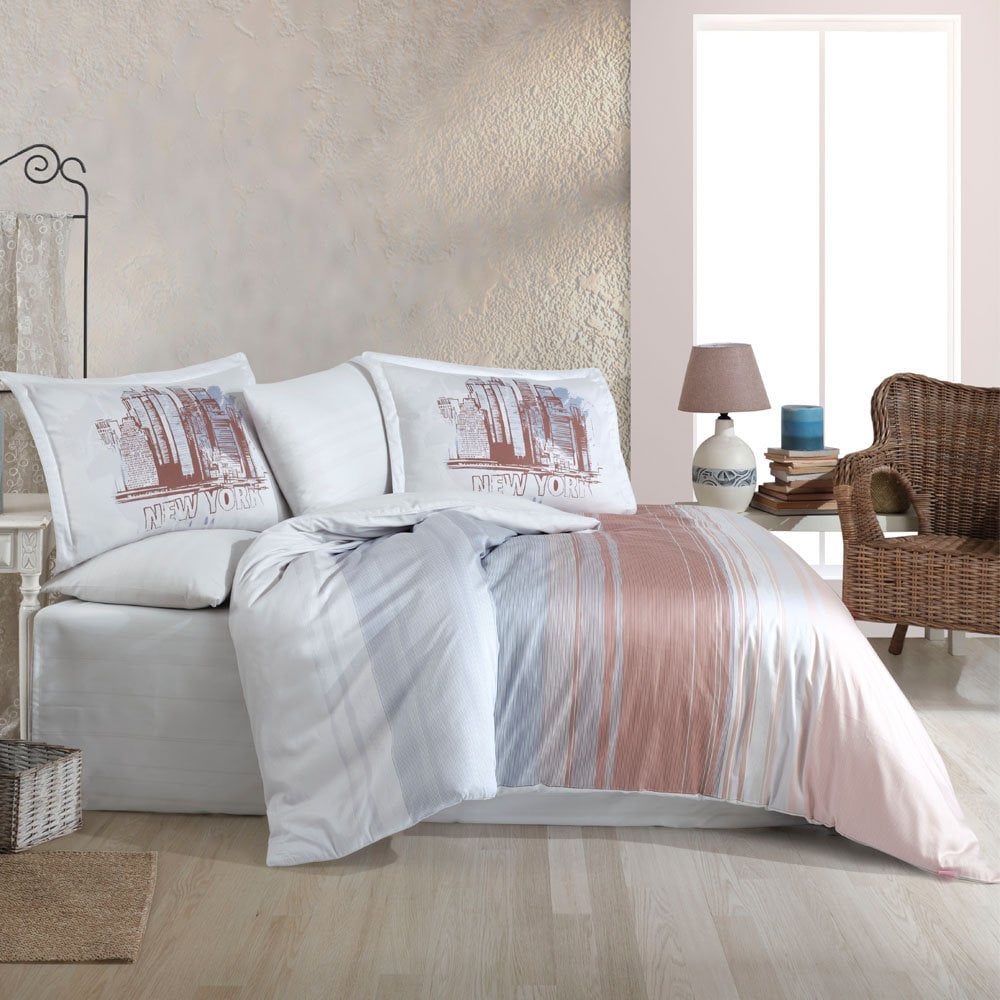 Aden Pink- Double Satin Duvet Cover Set