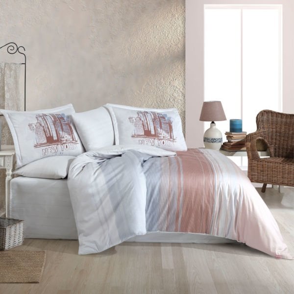 Aden Pink- Double Satin Duvet Cover Set