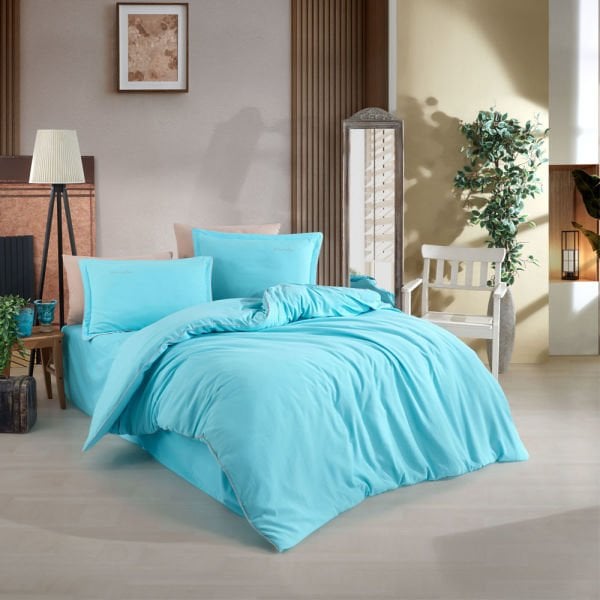 Twill Double Duvet Cover Set - Aqua