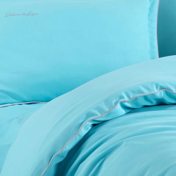 Twill Double Duvet Cover Set - Aqua
