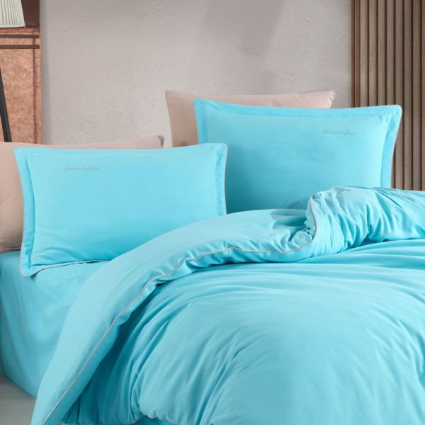 Twill Double Duvet Cover Set - Aqua