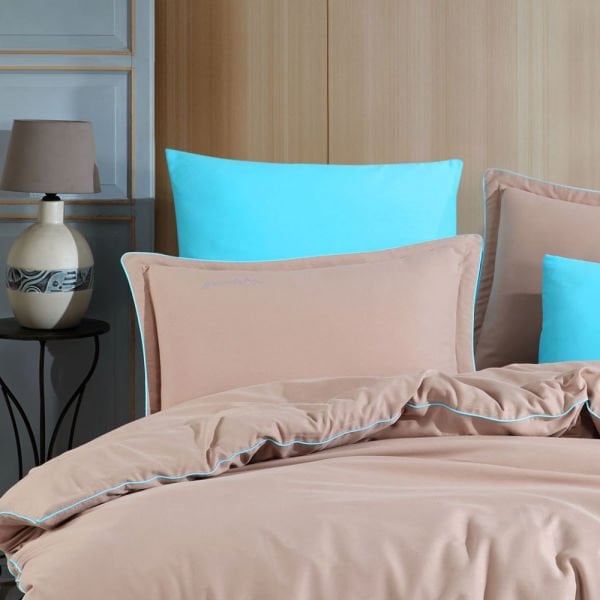 Комплект пододеяльников из саржи с двумя петлями - молочный кофе