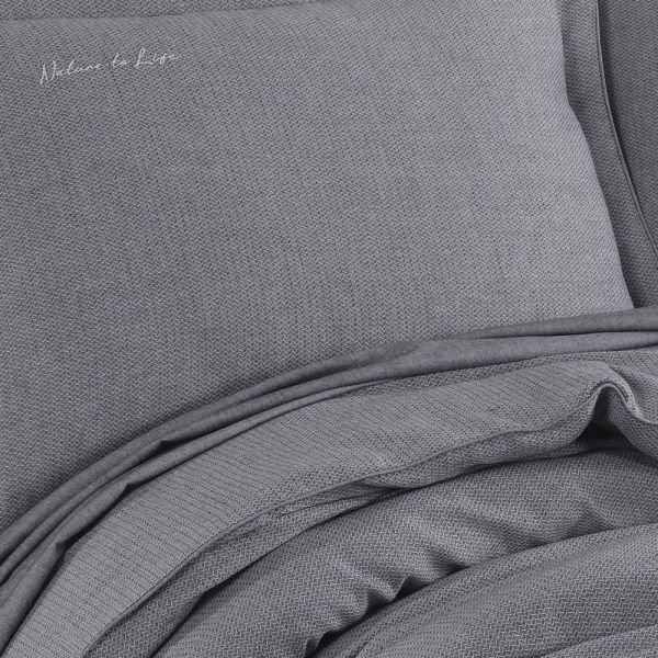 İpliği Boyalı Çift Kişilik Nevresim Takımı - Siyah