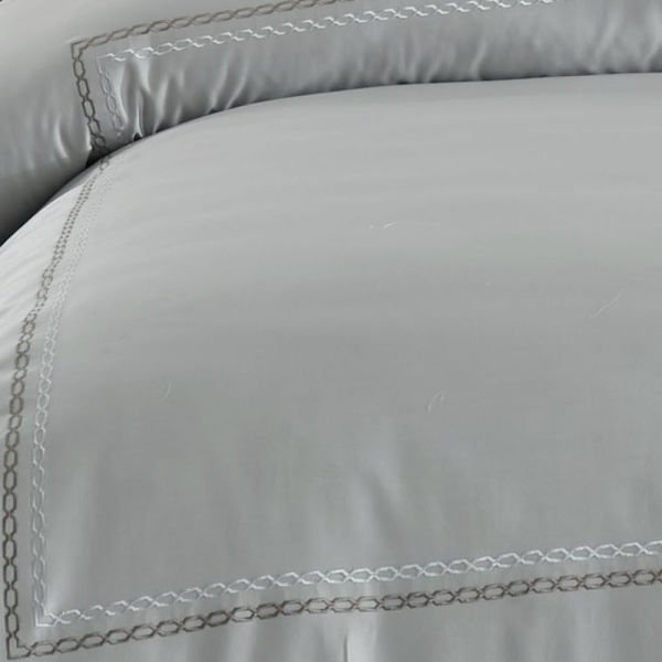 Queen 800 TC Satin Double Duvet Cover Set - Light Grey