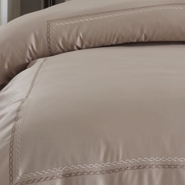 Queen 800 TC Saten Çift Kişilik Nevresim Takımı - Taş