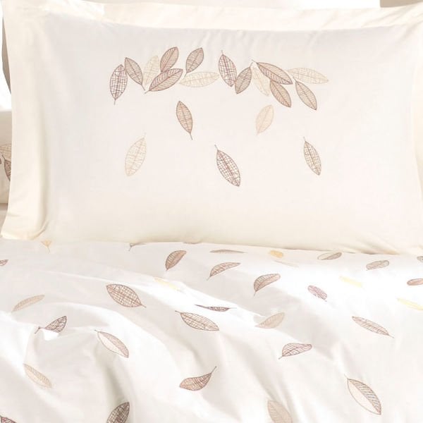 Premium Lidia Krem - Poplin Çift Kişilik Nakışlı Nevresim Takımı