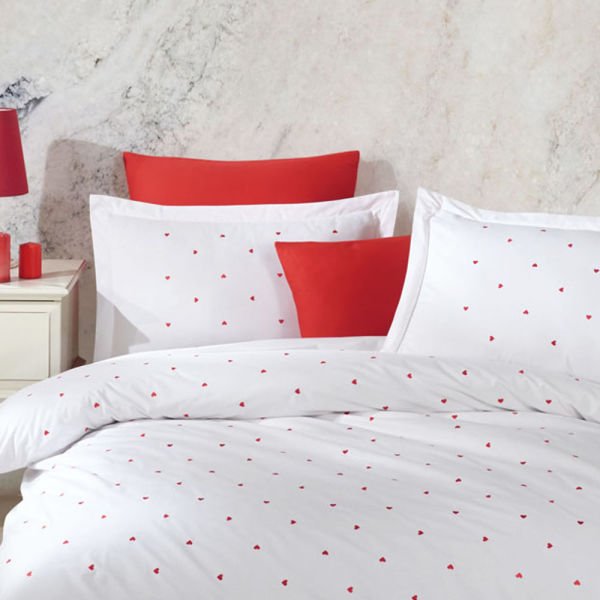 Premium Lubow Beyaz - Poplin Çift Kişilik Nakışlı Nevresim Takımı