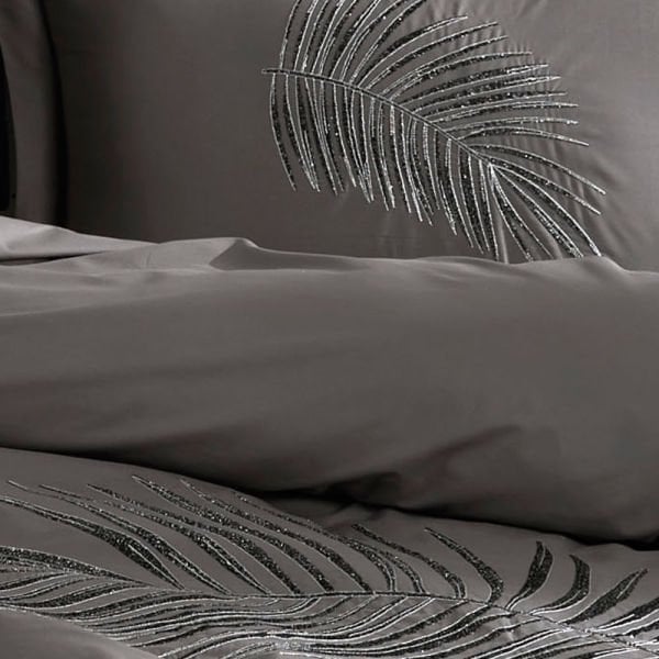 Premium Silvana Gri - Poplin Çift Kişilik Nakışlı Nevresim Takımı