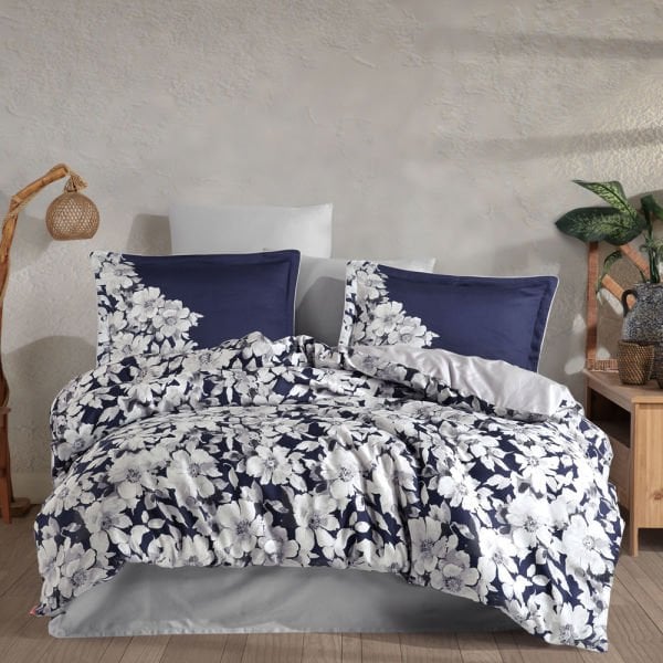 Fiona Navy Blue - Double Satin Duvet Cover Set