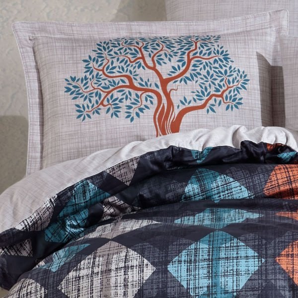 Ruth Navy Blue - Double Satin Duvet Cover Set