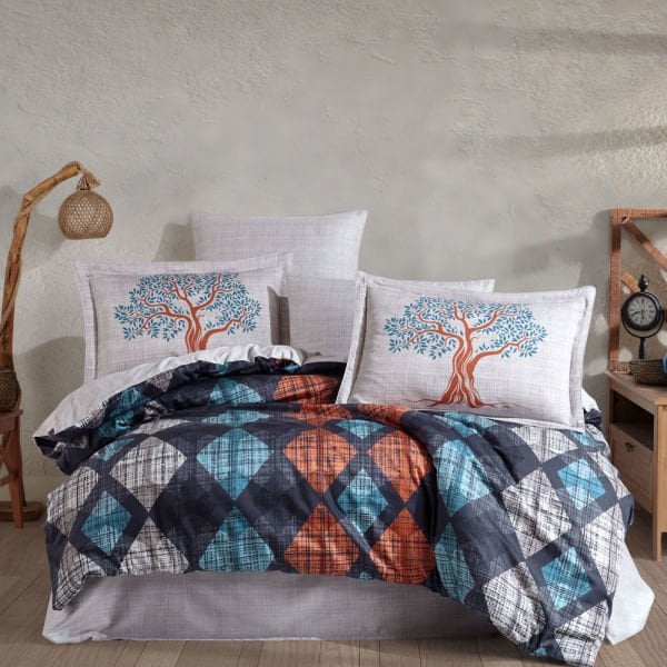 Ruth Navy Blue - Double Satin Duvet Cover Set